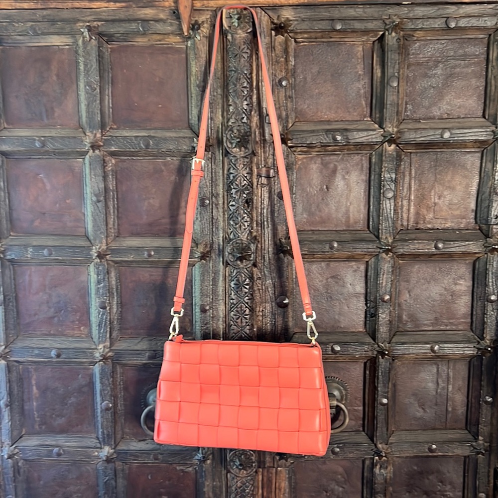 New~ KATE LANDRY Peach Woven Purse Vegan Leather Eco Friendly~never used